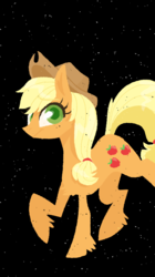 Size: 719x1280 | Tagged: safe, artist:missycreates, part of a set, applejack, earth pony, pony, g4, black background, chest fluff, colored pupils, cowboy hat, female, hat, lineless, mare, simple background, solo, unshorn fetlocks