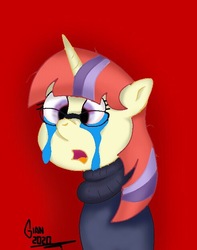 Size: 490x623 | Tagged: safe, artist:gian2020, moondancer, pony, g4, bust, crying, female, portrait, solo