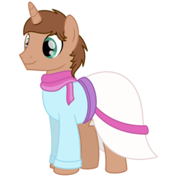 Size: 2500x2500 | Tagged: safe, artist:peternators, oc, oc only, oc:heroic armour, pony, unicorn, clothes, crossdressing, dress, high res, male, scarf, simple background, solo, stallion, transparent background