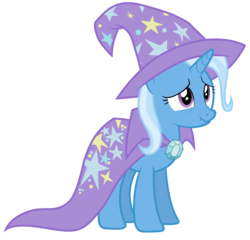Size: 7300x7000 | Tagged: safe, artist:tardifice, trixie, pony, unicorn, g4, to change a changeling, absurd resolution, cape, clothes, embarrassed, female, hat, mare, scrunchy face, simple background, solo, transparent background, trixie's cape, trixie's hat, vector