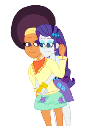 Size: 2000x2878 | Tagged: safe, artist:ktd1993, rarity, saffron masala, equestria girls, g4, afro, equestria girls-ified, female, high res, lesbian, raffron, shipping, simple background, transparent background, wrap around
