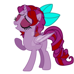Size: 1024x1024 | Tagged: safe, artist:izaackpony, alicorn, bat pony, bat pony alicorn, pony, bow, female, hair bow, mare, simple background, solo, transparent background, watermark