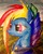 Size: 1024x1285 | Tagged: safe, artist:colorsceempainting, rainbow dash, g4, canvas, clothes, eye scar, military, pain, painting, scar, traditional art, uniform, wonderbolts uniform