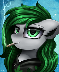 Size: 1446x1764 | Tagged: safe, artist:pridark, oc, oc only, oc:arbor, pony, cigarette, clothes, commission, female, looking at you, mare, smiling, smoking