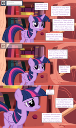 Size: 1280x2168 | Tagged: safe, artist:hakunohamikage, twilight sparkle, alicorn, pony, ask-princesssparkle, g4, ask, female, golden oaks library, implied princess celestia, implied sunset shimmer, solo, tumblr, twilight sparkle (alicorn)