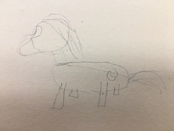 Size: 4032x3024 | Tagged: safe, artist:henbasket, cutie mark, horrible, paper and pencil, pencil drawing, side view, sketch, traditional art