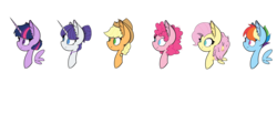 Size: 20000x8267 | Tagged: safe, artist:rainelathepegasus00, applejack, fluttershy, pinkie pie, rainbow dash, rarity, twilight sparkle, alicorn, earth pony, pegasus, pony, unicorn, g4, absurd resolution, alternate hairstyle, choker, female, mane six, mare, simple background, transparent background, twilight sparkle (alicorn)