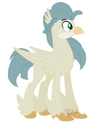 Size: 501x642 | Tagged: safe, artist:thatonefluffs, oc, oc only, oc:winston, classical hippogriff, hippogriff, braid, feathered fetlocks, simple background, solo, transparent background