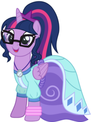 Size: 1000x1335 | Tagged: safe, artist:cloudy glow, sci-twi, twilight sparkle, alicorn, pony, equestria girls, equestria girls specials, g4, my little pony equestria girls: movie magic, clothes, cute, dress, equestria girls ponified, female, glasses, ponified, ponytail, sci-twilicorn, simple background, smiling, solo, transparent background, twiabetes, twilight sparkle (alicorn), vector
