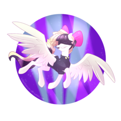Size: 2500x2500 | Tagged: dead source, safe, artist:lolepopenon, songbird serenade, pegasus, pony, g4, my little pony: the movie, bow, clothes, female, hair bow, headworn microphone, high res, mare, simple background, smiling, solo, transparent background