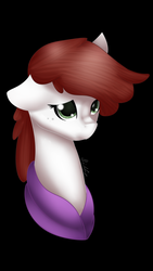 Size: 640x1136 | Tagged: safe, artist:midfire, oc, oc only, oc:graph travel, pegasus, pony, black background, bust, clothes, cute, dark background, female, freckles, mare, sad, shading, simple background, solo