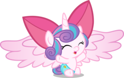 Size: 5430x3408 | Tagged: safe, artist:gurugrendo, artist:hendro107, edit, editor:slayerbvc, vector edit, princess flurry heart, alicorn, pony, g4, once upon a zeppelin, .svg available, accessory swap, apple bloom's bow, baby, baby pony, bow, cloth diaper, cooing, cute, daaaaaaaaaaaw, diaper, female, filly, flurrybetes, foal, hair bow, happy, safety pin, simple background, sitting, solo, transparent background, vector