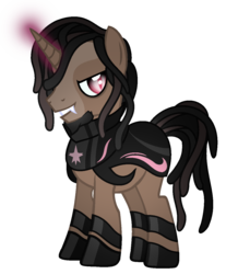 Size: 1089x1317 | Tagged: safe, artist:thecreativeenigma, pony, unicorn, armor, fangs, korn, male, simple background, solo, stallion, transparent background