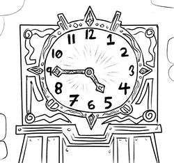 Size: 640x600 | Tagged: safe, artist:ficficponyfic, cyoa:the wizard of logic tower, barely pony related, clock, cyoa, monochrome, numbers, story included