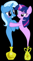 Size: 275x508 | Tagged: safe, artist:navitaserussirus, edit, trixie, twilight sparkle, asktwixiegenies, g4, cropped, female, lesbian, ship:twixie, shipping