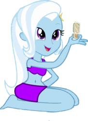 Size: 587x805 | Tagged: safe, edit, editor:grapefruitface, trixie, equestria girls, g4, anatomically incorrect, bikini, clothes, crackers, female, food, peanut butter, peanut butter crackers, purple swimsuit, simple background, solo, swimsuit, that human sure does love peanut butter crackers, transparent background
