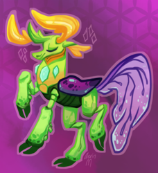Size: 2200x2413 | Tagged: safe, artist:snickerdoobles, thorax, changedling, changeling, g4, eyes closed, high res, king thorax, male, solo