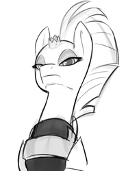 Size: 768x944 | Tagged: safe, artist:mickeymonster, tempest shadow, pony, g4, my little pony: the movie, bust, female, grayscale, monochrome, portrait, solo