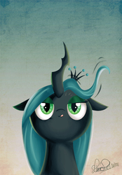 Size: 556x800 | Tagged: safe, artist:chibi91, queen chrysalis, changeling, changeling queen, g4, female, solo