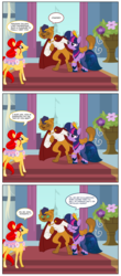 Size: 2439x5550 | Tagged: safe, artist:weasley-detectives, capper dapperpaws, twilight sparkle, alicorn, pony, anthro, digitigrade anthro, g4, my little pony: the movie, anthro with ponies, cape, capperlight, clothes, comic, interspecies, shipping, twilight sparkle (alicorn), twilight x capper