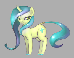 Size: 999x775 | Tagged: safe, artist:sanfin, oc, oc only, pony, unicorn, female, gray background, simple background, smiling