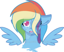 Size: 600x491 | Tagged: safe, artist:lilygarent, rainbow dash, pony, g4, bust, female, portrait, simple background, solo, teary eyes, transparent background, watermark