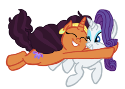 Size: 2000x1414 | Tagged: safe, artist:ktd1993, rarity, saffron masala, g4, female, hug, lesbian, raffron, shipping, simple background, transparent background