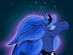 Size: 1024x768 | Tagged: safe, artist:cursedfire, princess luna, pony, g4, bust, female, hoers, magic, portrait, realistic, solo