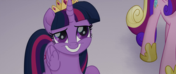 Size: 1920x804 | Tagged: safe, screencap, princess cadance, twilight sparkle, alicorn, pony, g4, my little pony: the movie, cute, smiling, twiabetes, twilight sparkle (alicorn)