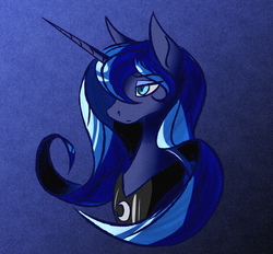 Size: 2680x2488 | Tagged: safe, artist:akweer, princess luna, alicorn, pony, g4, bust, female, high res, jewelry, looking at you, mare, necklace, solo