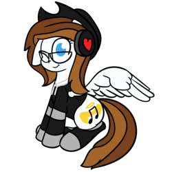 Size: 4834x4835 | Tagged: safe, artist:binary6, oc, oc only, pegasus, pony, absurd resolution, clothes, commission, digital art, glasses, hat, headphones, hoodie, simple background, sitting, solo, transparent background