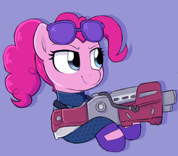 Size: 2975x2601 | Tagged: safe, artist:moozua, derpibooru exclusive, pinkie pie, earth pony, pony, g4, brite bomber, clothes, crossover, female, fortnite, gloves, high res, ponytail, solo
