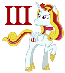 Size: 1257x1401 | Tagged: safe, artist:syforcewindlight, oc, alicorn, pony, series:my little major arcana, alicorn oc, empress, hoof shoes, jewelry, looking up, multicolored hair, roman numerals, simple background, tarot, the empress, tiara, transparent background
