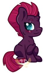 Size: 441x722 | Tagged: safe, artist:cloureed, fizzlepop berrytwist, tempest shadow, pony, unicorn, g4, my little pony: the movie, chibi, cute, female, filly, filly tempest shadow, simple background, solo, tempestbetes, transparent background, watermark, younger