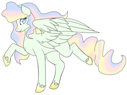 Size: 1024x766 | Tagged: safe, artist:kitsuna020, oc, oc only, oc:sky shimmer, pony, magical lesbian spawn, offspring, parent:princess celestia, parent:vapor trail, parents:vaporlestia, randomverse, solo