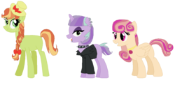 Size: 1054x526 | Tagged: safe, artist:nintendoponyaddict, oc, oc only, oc:amethyst gleam, collar, ear piercing, earring, jewelry, magical lesbian spawn, offspring, parent:applejack, parent:flim, parent:limestone pie, parent:posey shy, parent:princess cadance, parent:starlight glimmer, parents:flimjack, parents:poseydance, parents:starlime, piercing, randomverse, simple background, spiked collar, transparent background