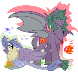 Size: 1402x1294 | Tagged: safe, artist:mobian-gamer, oc, oc only, oc:feathered bezerk, oc:ruby flame, dracony, hybrid, chest fluff, duo, interspecies offspring, offspring, parent:fancypants, parent:gilda, parent:maud pie, parent:spike, parents:gildapants, parents:maudspike, simple background, transparent background