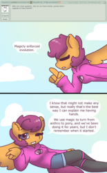 Size: 2124x3434 | Tagged: safe, artist:synnibear03, scootaloo, oc, oc:ponytale scootaloo, anthro, comic:ponytale, g4, female, high res, solo