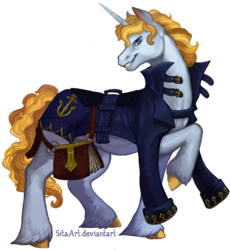 Size: 2038x2218 | Tagged: safe, artist:sitaart, oc, oc only, oc:luxury yacht, pony, unicorn, ponyfinder, anchor, blonde, blonde hair, blonde mane, blue eyes, book, clothes, curly hair, dungeons and dragons, fantasy class, high res, male, pathfinder, pen and paper rpg, rpg, signature, simple background, solo, stallion, transparent background, unshorn fetlocks, wizard