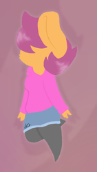 Size: 640x1136 | Tagged: safe, artist:underthebee, scootaloo, oc, oc:ponytale scootaloo, anthro, comic:ponytale, g4, female, solo