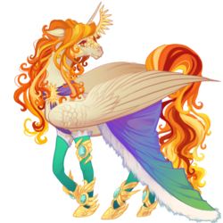 Size: 670x670 | Tagged: safe, artist:sitaart, oc, oc only, oc:queen illiana, alicorn, pony, ponyfinder, clothes, dungeons and dragons, female, gem, jewelry, mare, multicolored hair, orange eyes, pathfinder, pen and paper rpg, royalty, rpg, simple background, solo, transparent background, white fur, wings