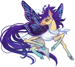 Size: 2013x1804 | Tagged: safe, artist:sitaart, oc, oc only, oc:glitter wing, flutter pony, pony, ponyfinder, butterfly wings, clothes, dungeons and dragons, female, mare, orange eyes, pathfinder, pen and paper rpg, purple hair, purple mane, rpg, simple background, solo, transparent background, white fur
