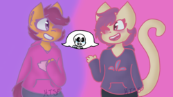 Size: 1280x720 | Tagged: safe, artist:haydenthesansfangirl, scootaloo, oc, oc:ponytale scootaloo, anthro, comic:ponytale, g4, non-mlp oc, sans (undertale), scootasans, undertale