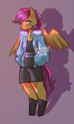 Size: 522x872 | Tagged: safe, artist:awesometoast0, scootaloo, oc, oc:ponytale scootaloo, anthro, comic:ponytale, g4, female, solo