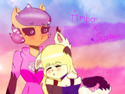 Size: 400x300 | Tagged: safe, artist:nekodiamond122, scootaloo, oc, oc:amber, oc:ponytale scootaloo, anthro, comic:ponytale, g4, canon x oc, female, lesbian, scootamber, shipping