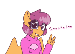 Size: 1024x745 | Tagged: safe, artist:tiffany-mlp, scootaloo, oc, oc:ponytale scootaloo, anthro, comic:ponytale, g4, female, solo