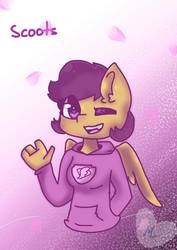 Size: 1000x1414 | Tagged: safe, artist:melodyz13, scootaloo, oc, oc:ponytale scootaloo, anthro, comic:ponytale, g4, female, solo