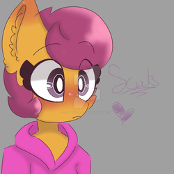 Size: 1024x1024 | Tagged: safe, artist:cranberry-blooddrive, scootaloo, oc, oc only, oc:ponytale scootaloo, anthro, comic:ponytale, g4, female, solo