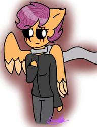 Size: 540x708 | Tagged: safe, artist:nathalieaquino, scootaloo, oc, oc only, oc:ponytale scootaloo, anthro, comic:ponytale, g4, female, solo, underfell, underfell scootaloo