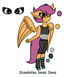 Size: 528x572 | Tagged: safe, artist:isabella335, scootaloo, oc, oc only, oc:ponytale scootaloo, anthro, comic:ponytale, g4, female, solo
